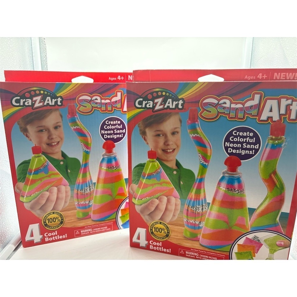 Cra-Z-Art Neon Sand Art Craft Kits Lot of 2 with Shaped Bottles Funnel